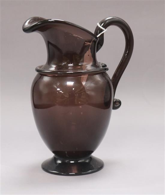 A late Georgian style amethyst glass jug height 23.4cm